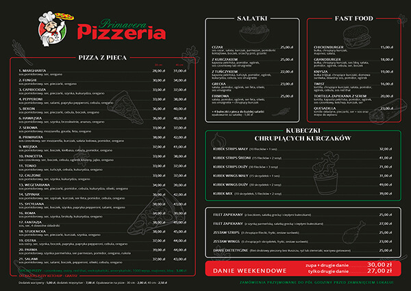 Menu1 Pizzeria Primavera w Limanowej